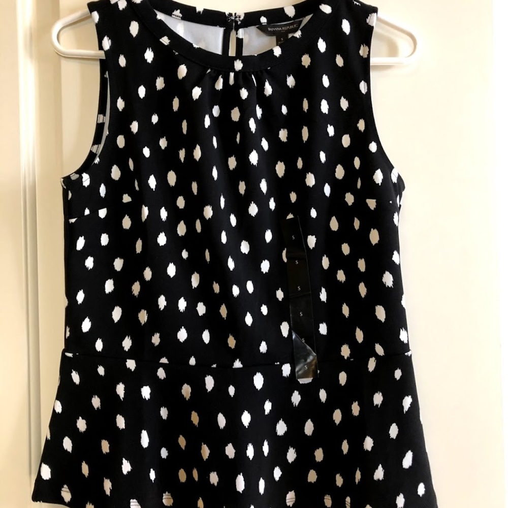 Black and white spotted banana republic peplum